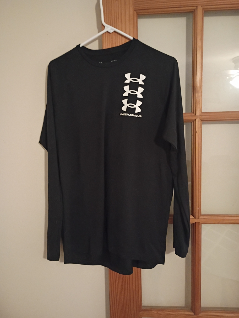 Under Armour Black Long Sleeve Tee with White Stacked Logos